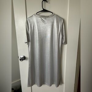 Silver short sleeve mid length dress